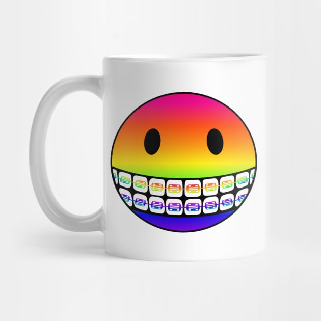 Rainbow Smiley Face with Rainbow Braces by RawSunArt